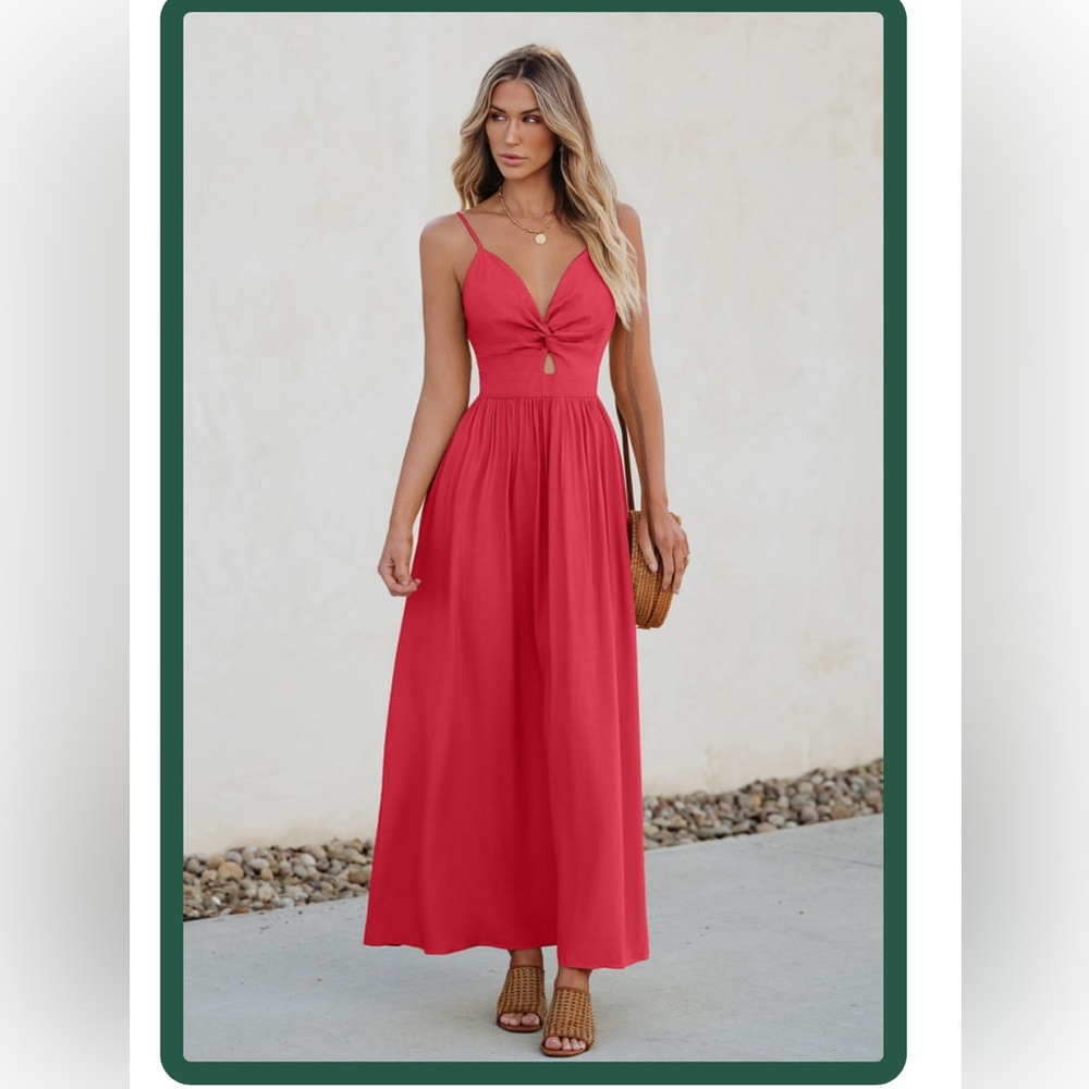 💝SOLD💝Hot pink sun dress with keyhole center